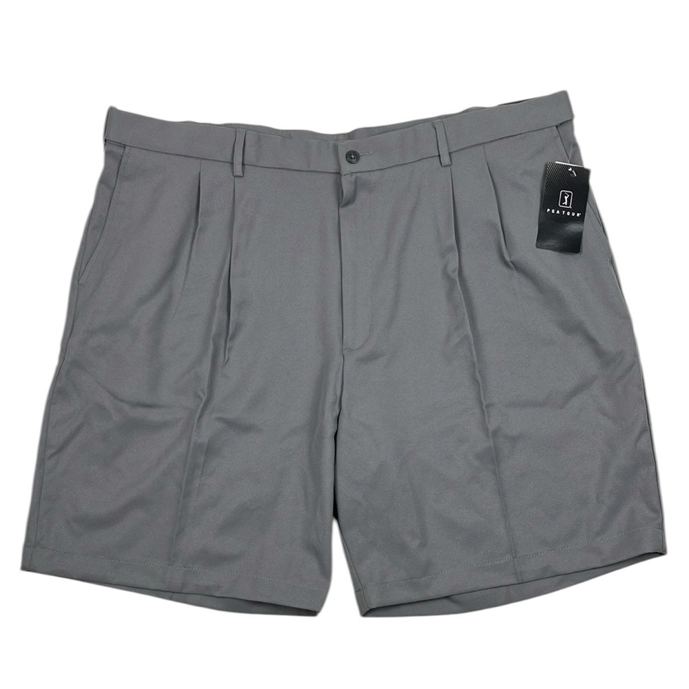 PGA Tour Golf Shorts Expandable Waistband Pleated Gray NWT